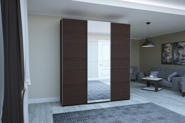 Шкаф-купе трехдверный Е1 Прайм 1800 ДСП/Зеркало/ДСП Венге