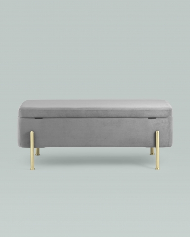Банкетка с ящиком Stool Group Болейн gold велюр Серый