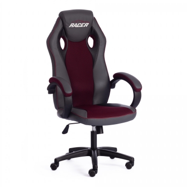 Кресло Tetchair RACER GT new кож/зам/ткань, металлик/бордо, 36/13