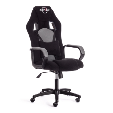 Кресло Tetchair DRIVER 22 флок/ткань, черный/серый, 35/TW-12