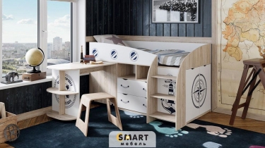 Кровать комбинированная SMART мебель Немо Дуб сонома/Белый