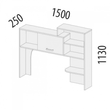 Надстройка Витра Эверест 500.25 Дуб Кронберг/Белый шпон/Плаза Стоун