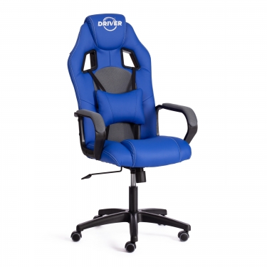 Кресло Tetchair DRIVER 22 кож/зам/ткань, синий/серый, 36-39/TW-12