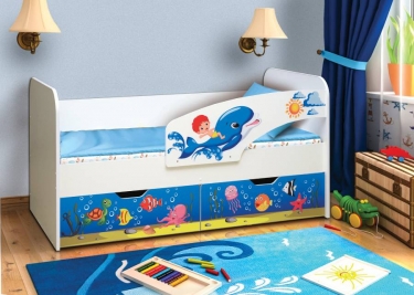 Кровать детская Матрица с фотопечатью Дельфин 8001800 Белый