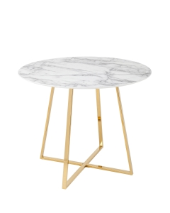 Стол обеденный Stool Group Дакота 100x100 Белый мрамор ножки золото