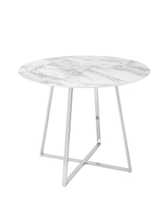 Стол обеденный Stool Group Дакота 100x100 Белый мрамор ножки хром
