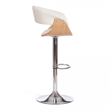 Барный стул Tetchair VIMTA mod.4021S металл/дерево/экокожа, 60х51х91,5-112,5 см, высота сиденья 61,5-82,5 см, белый/натуральный/хром