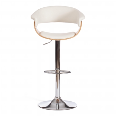 Барный стул Tetchair VIMTA mod.4021S металл/дерево/экокожа, 60х51х91,5-112,5 см, высота сиденья 61,5-82,5 см, белый/натуральный/хром