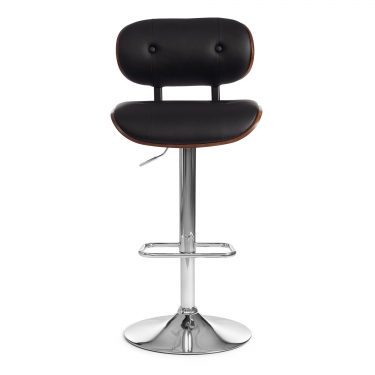 Барный стул Tetchair DRAKAR mod.4050 металл/дерево/экокожа, 51х56х95-116 см, высота сиденья 65-87 см, черный/орех/хром