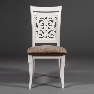 Стул Tetchair Opera OP-SC дерево гевея, 45х53х97см, ivory white слоновая кость 2-5, ткань бежевая, рисунок золотистый 180-9