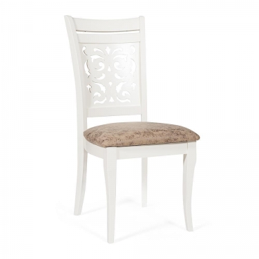 Стул Tetchair Opera OP-SC дерево гевея, 45х53х97см, ivory white слоновая кость 2-5, ткань бежевая, рисунок золотистый 180-9
