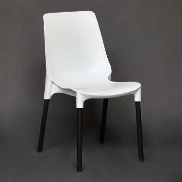Стул Tetchair GENIUS mod 75 металл/пластик, 46x56x84cм, белый/черные ножки