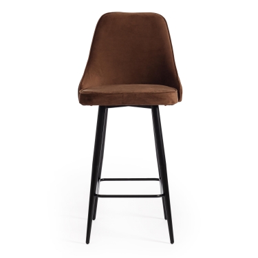 Стул барный Tetchair KISH mod. 714 ткань/металл, 50х57х110 см, высота до сиденья 78 см, коралловый barkhat 15 /черный