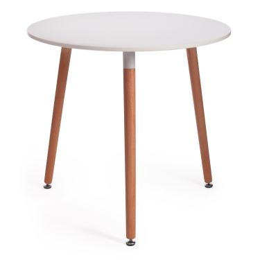 Стол Tetchair MARS mod. T1004 МДФ/дерево, 80 х 80 х 75 см , White Белый / Natural натуральный