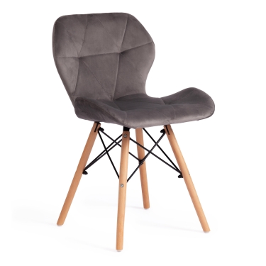 Стул Tetchair STUTTGART mod. 74 вельвет/дерево береза / металл, 50 х 47 х 73 см, серый HLR 24/натуральный