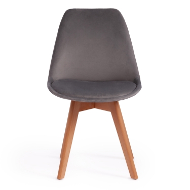 Стул Tetchair TULIP SOFT mod. 74 вельвет/дерево , 54 х 47 х 83 см , светло-серый HLR19/натуральный