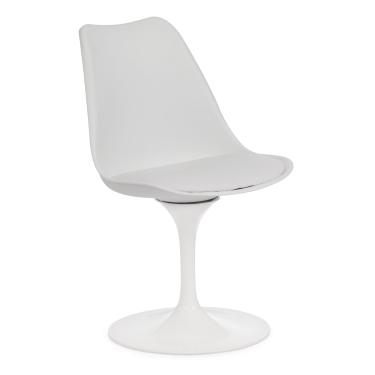 Стул Tetchair TULIP FASHION CHAIR mod.109 металл/пластик/PU, 55x48x81см, белый / белый
