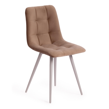 Стул Tetchair CHILLY mod. 7095-1 ткань/металл, 45x53х88 см, высота до сиденья 50 см, бежевый barkhat 5/белый