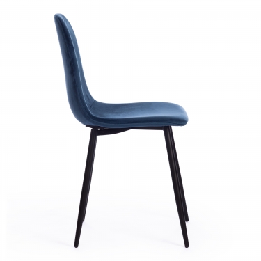 Стул Tetchair BREEZE mod. 4724 вельвет/металл, 44 х 53 х 87 см, Blue синий HLR63 / черный