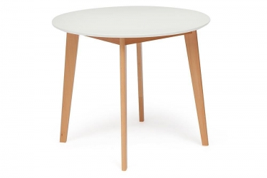 Стол обеденный Tetchair BOSCO Боско основание бук, столешница мдф, D900, Белый+Натуральный Бук