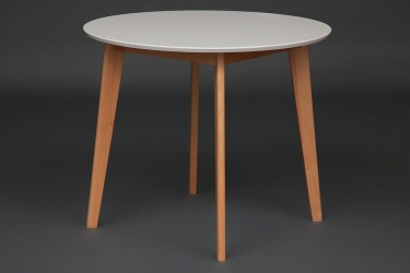 Стол обеденный Tetchair BOSCO Боско основание бук, столешница мдф, D900, Белый+Натуральный Бук