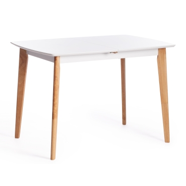 Стол обеденный раскладной Tetchair Claire дерево гевея, МДФ, 110+30 x 75 x 75см, White Белый / Natural натуральный
