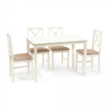Обеденный комплект Tetchair Хадсон стол + 4 стула/ Hudson Dining Set ivory white слоновая кость