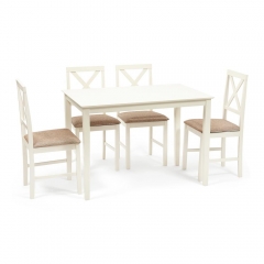 Обеденный комплект Tetchair Хадсон стол + 4 стула/ Hudson Dining Set ivory white слоновая кость