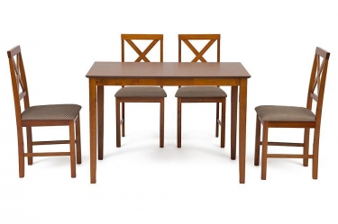 Обеденный комплект Хадсон стол + 4 стула Tetchair Хадсон стол + 4 стула/ Hudson Dining Set дерево гевея/мдф, стол 110х70х75см / стул 44х42х89см, Espresso, ткань