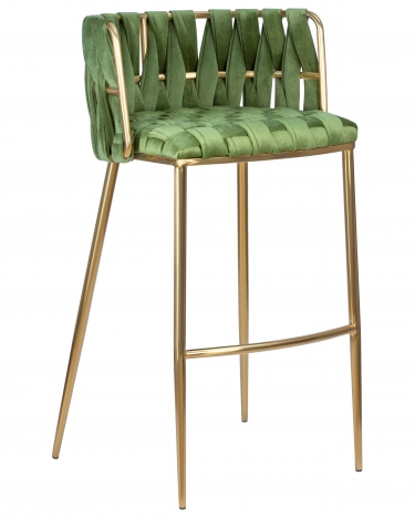 Стул барный DOBRIN DOBRIN EMMA GOLD зеленый велюр VF-08