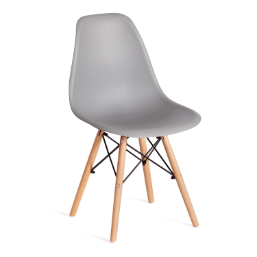 Стул Tetchair CINDY EAMES mod. 1801 дерево бук/металл/сиденье пластик, 45x51x82 см, Light grey светло-серый
