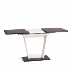 Стол обеденный Tetchair FOX раздвижной ЛДСП, 68.6x110-145x75 см, Мрамор черный/Белый