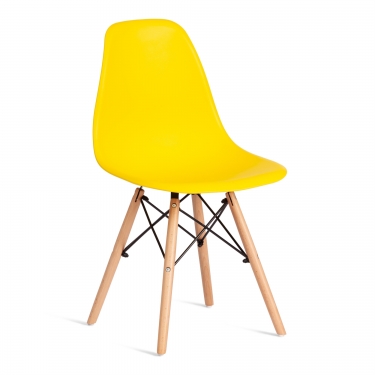 Стул Tetchair CINDY EAMES mod. 1801 дерево бук/металл/сиденье пластик, 45x51x82 см, Yellow Желтый