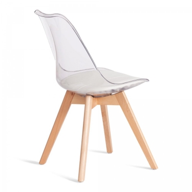 Стул Tetchair TULIP mod. 73-1 дерево/пластик/экокожа, 47,5x55x80 см, Прозрачный Transparent