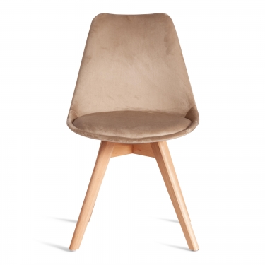Стул Tetchair TULIP SOFT mod. 053V дерево/пластик/вельвет, 49,5 x 54,5 x 84 см, Бежевый HLR 12/натуральный