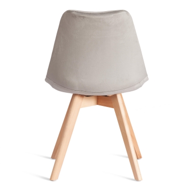 Стул Tetchair TULIP SOFT mod. 053V дерево/пластик/вельвет, 49,5 x 54,5 x 84 см, Светло-серый HLR 39/натуральный