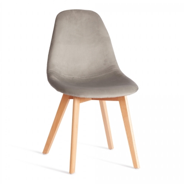 Стул Tetchair CINDY SOFT mod. C1021F1-1 велюр/дерево бук, 55 х 48 х 83 см, Светло-серый HLR39 / натуральный