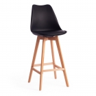 Стул барный Tetchair TULIP BAR mod. C1014H-1 пластик/дерево, 42 х 47,5 х 104 см, Black Черный 3010/ натуральный
