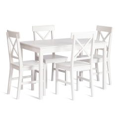 Обеденный комплект Tetchair Хадсон стол + 4 стула/ Hudson Dining Set mod.0102 МДФ/тополь/меламин, стол 118х74х73 см, стул 42,5x46,5x93,5 см, White белый