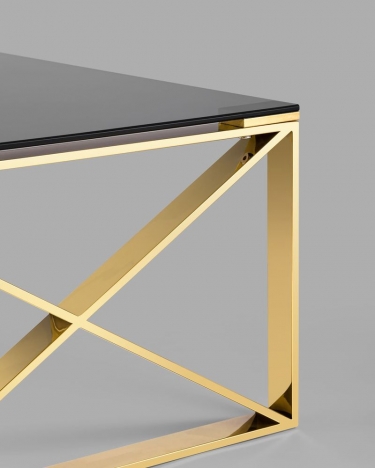 Журнальный стол Stool Group КРОСС 120x60 Золото стекло smoke