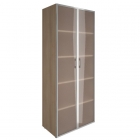 Шкаф книжный со стеклом в раме Lacobel без топа Рива YALTA LT-ST 1.10R white Снежная Патина