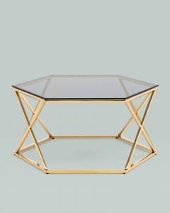 Журнальный столик Stool Group Круз 9380 стекло smoke сталь Золото