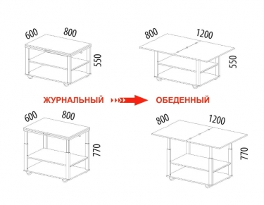 Журнальный стол-трансформер Витра Агат 35 Белый шпон