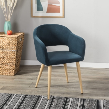 Кресло R-home Oscar Diag blue/нат.дуб