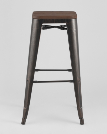 Стул барный Stool Group TOLIX WOOD Черная патина с золотом