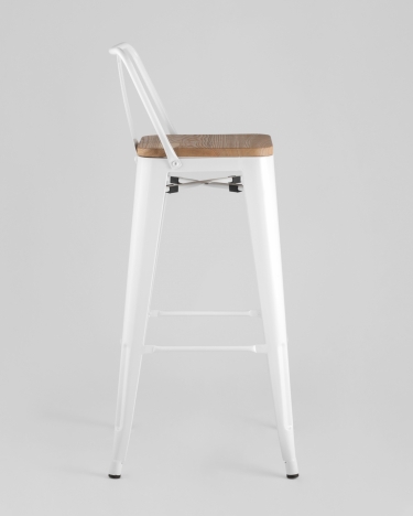 Стул барный Stool Group Tolix Wood 75.5 со спинкой Белый