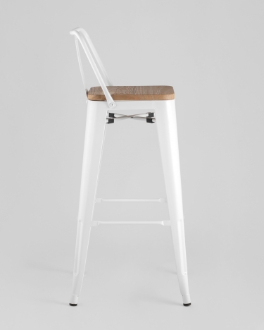 Стул барный Stool Group Tolix Wood 75.5 со спинкой Белый