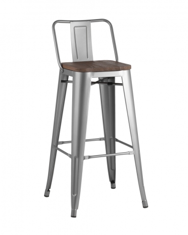 Стул барный Stool Group Tolix Wood 75.5 со спинкой Серебристый