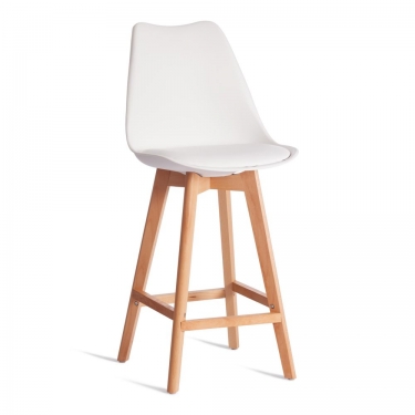 Стул барный Tetchair TULIP BAR mod. C1014H-1 / 1 шт. в упаковке пластик/дерево, 42 х 47,5 х 104 см, White Белый 70029/ натуральный