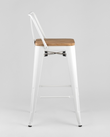 Полубарный стул Stool Group Tolix Wood со спинкой Белый